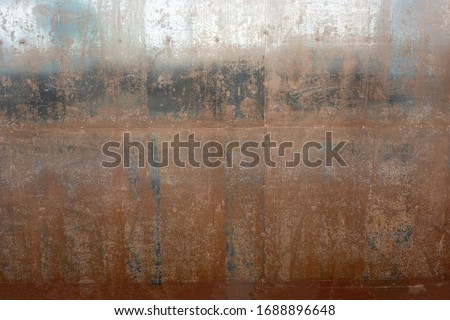 Rusted on surface of the old iron. Grunge rust metal texture background.