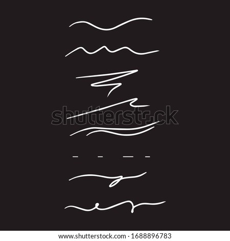 Set of rough handmade, hand drawn underline strokes isolated on white background EPS Vector