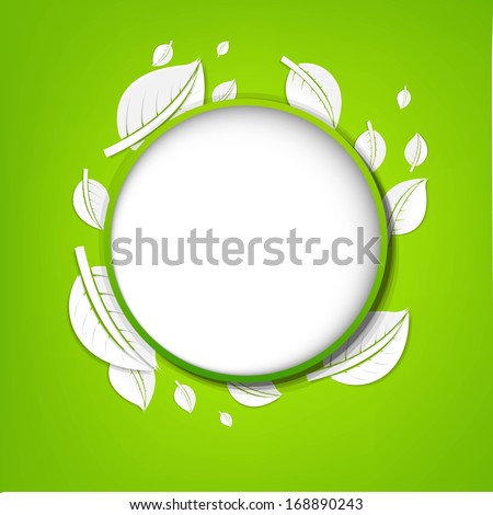 Abstract Green Leaves Banner, With Gradient Mesh, Vector Illustration 