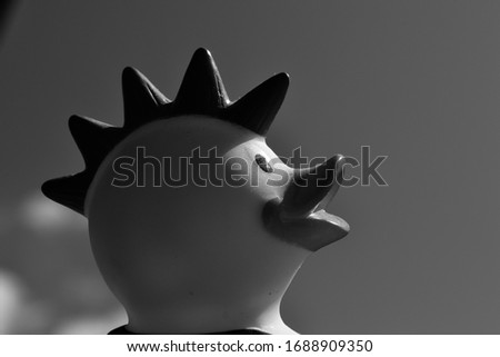 duck rubber toy black and white photo