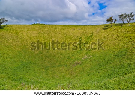 Scenic view of crater and trail of mount eden Auckland New Zealand 