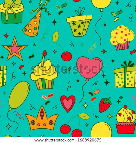 Birthday Party Seamless pattern for web, wallpaper, wrapping, scrapbook