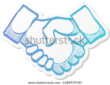 Handshake icon in sticker color style. Business people agreement