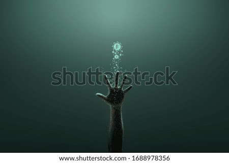a hand surrounding with coronavirus, idea, conceptual images.