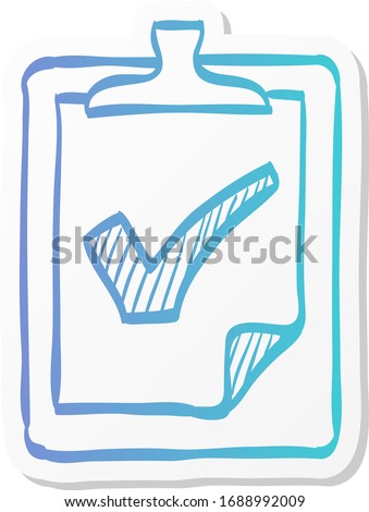 Checklist icon in sticker color style. Office report information