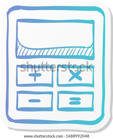Calculator icon in sticker color style. Calculate electronic finance money