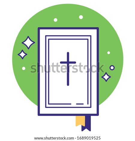 Cute Stylized Bible icon. Easter vector yellow set. Religious book