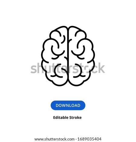 Brain Vector Icon with Editable Stroke. Mind Vector Line Icon Sign Isolated on White Background. Brain Symbol Template. Trendy Flat Style for Graphic Design, Web Site, UI. EPS10. Head of Human Icon