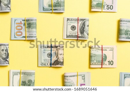 Money Background with american hundred dollar bills on top wiev with copy space for your text in business concept.