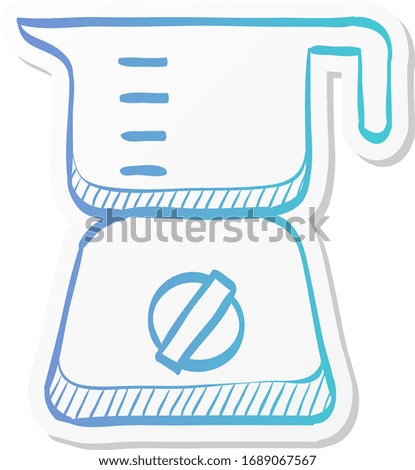 Juicer icon in sticker color style. Household kitchen appliance juice mixer