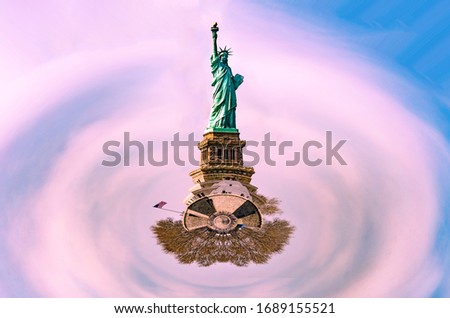 Statue of liberty panoramic little planet manipulated design picture
