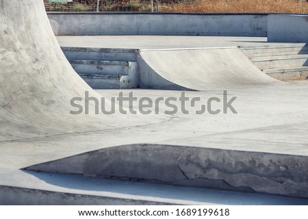 Skate park. Close up of some obstacles in a skate park. Royalty-Free Stock Photo #1689199618