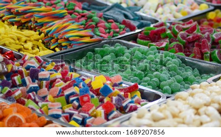 a colorful candy choice in a market stand Royalty-Free Stock Photo #1689207856