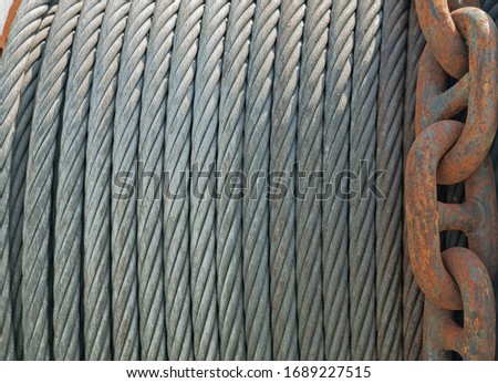 Anchor chain, steel rope cable industrial background 