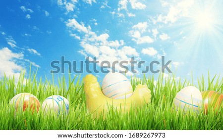 Easter composition with eggs. Festive decoration. Happy Easter!