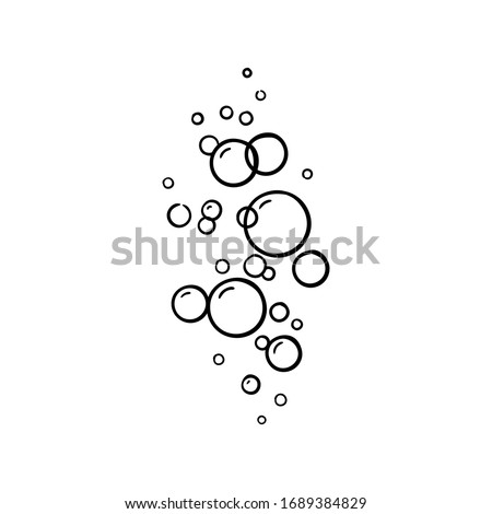 Vector line bubbles of fizzy drink isolated on white background. Doodle style Royalty-Free Stock Photo #1689384829