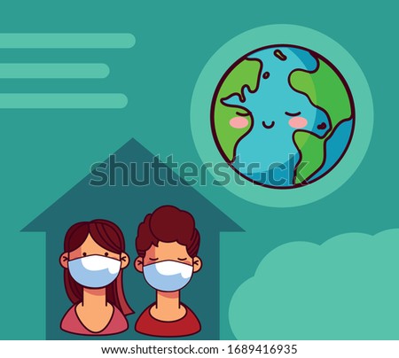 card of planet earth and people vector illustration design