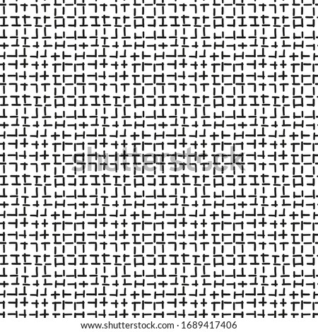 Hand Drawn Doodle Dotted Line Grid Checkered Pattern. Black and White Dotted line Tattersall or Windowpane Plaid Background. Seamless Vector Textile Pattern