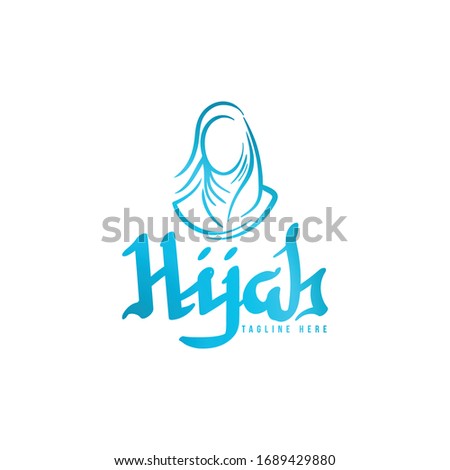 creative hijab blue color logo Ideas. Inspiration logo design. Template Vector Illustration. Isolated On White Background