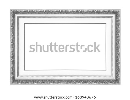 silver antique  picture frames. Isolated on white background
