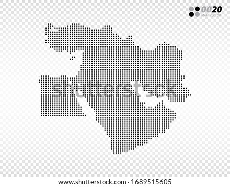 Vector halftone dots black of Middle East map. on transparent background. Organized in layers for easy editing. Royalty-Free Stock Photo #1689515605