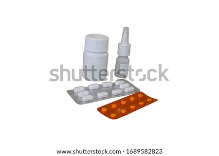 photo cut out tablets, drugs on a white background, Isolated