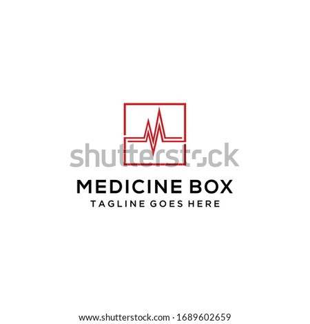 Creative modern medicine box sign logo design template.