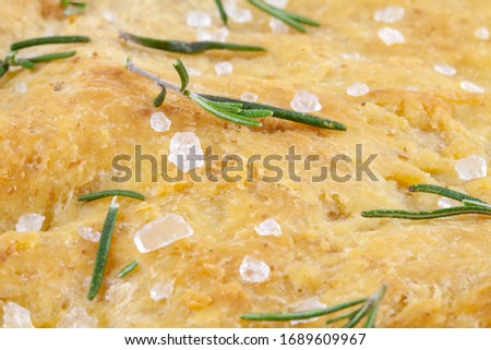Tuscan focaccia with rosemary and flat salt typical Tuscan dish italy