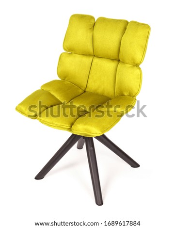 Modern chair made from suede and metal, isolated on white - Yellow