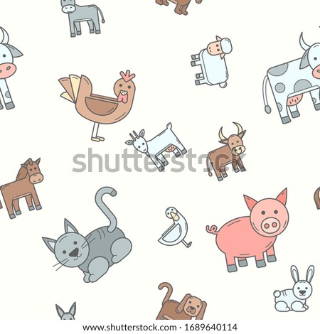 Domestic animal - Vector color background (seamless pattern) of pets for graphic design
