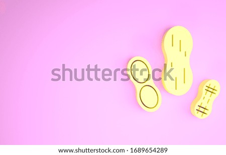 Yellow Peanut icon isolated on pink background. Minimalism concept. 3d illustration 3D render