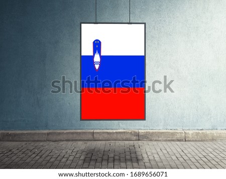 Flag of Slovenia on Signage Board or Shop Sign. Slovenia Flag for advertising, award, achievement, festival, election.