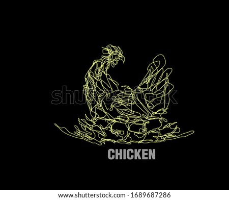 chicken illustration with scribble art or digital hand drawn for background or t-shirt design
