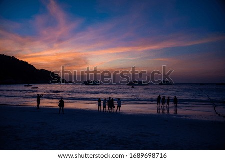 Beautiful sunrise over the tropical sea, Similan Thailand