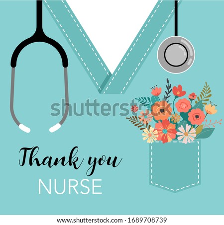 Thank you, doctor and nurse - COVID-19 pandemic concept, vector illustration stock illustration Royalty-Free Stock Photo #1689708739