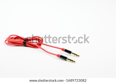 3.5 AUX audio cable on Background with copy space