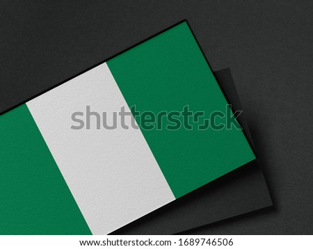 Flag of Nigeria printed on Card. Nigeria Flag for advertising, award, achievement, festival, election.