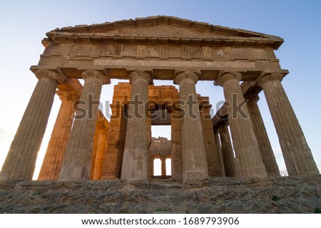 The Temple of Concordia is a Greek temple of the ancient city of Akragas, located in the Valley of the Temples of Agrigento in Sicily