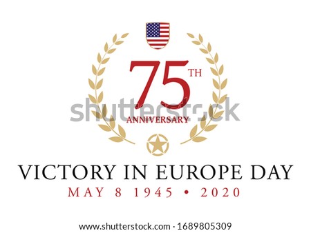 Logo for the V-E Day 75th Anniversary - 8 May 1945, the WII Victory in Europe Day  Royalty-Free Stock Photo #1689805309