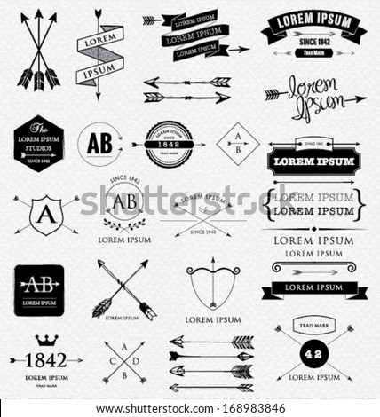 Design elements. Retro style. arrows, labels, ribbons, symbols such as logos. Editable vector illustration file.