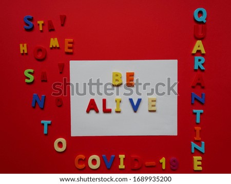 layout of colored letters on the surface 