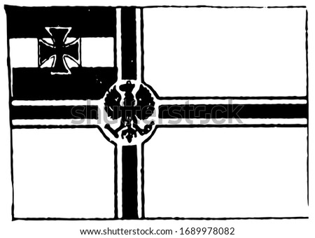 Germany, imperial navy flag, 1910, vintage illustration