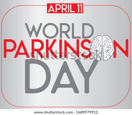 World Parkinson day. April 11'th. Vector illustration. Gray awareness ribbon poster on background. Symbol of the brain disorders