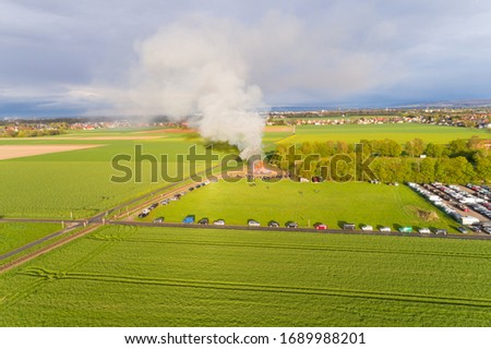 Traditional German Easter fire, taken from the air