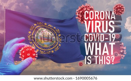 Coronavirus COVID-19, Frequently Asked Question - What Is It text, medical concept with flag of the states of USA. State of Pennsylvania flag 3D illustration.