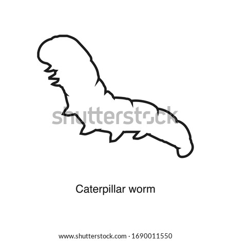 Caterpillar worm icon vector on white background. Black icon illustration