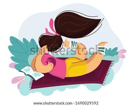Girl reads a book on a cloud vector illustration