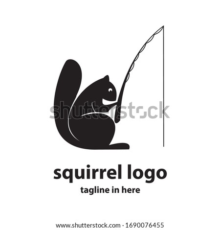 the concept of vector logo design for squirrel fishing, very suitable for business travel and agriculture