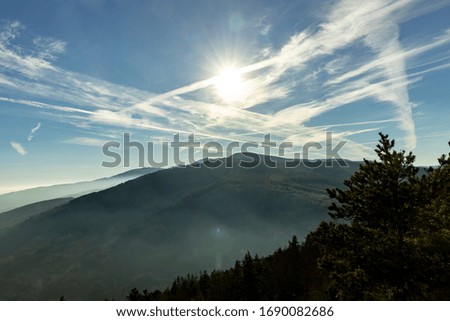 Mountain landscape on a sunny day.