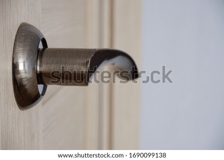 Metal doorknob on the door